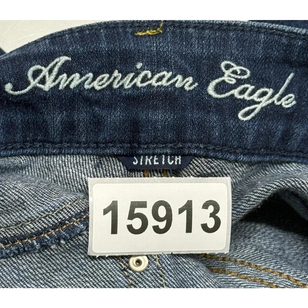 American Eagle Jeans Womens 10‎ Blue Studded Artist Bootcut Stretch Actual 33X26